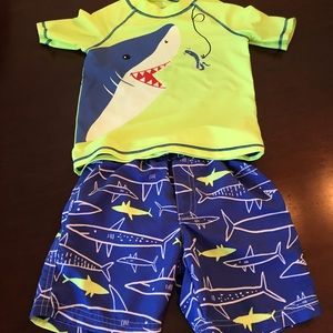 Carters rash guard and swim trunks